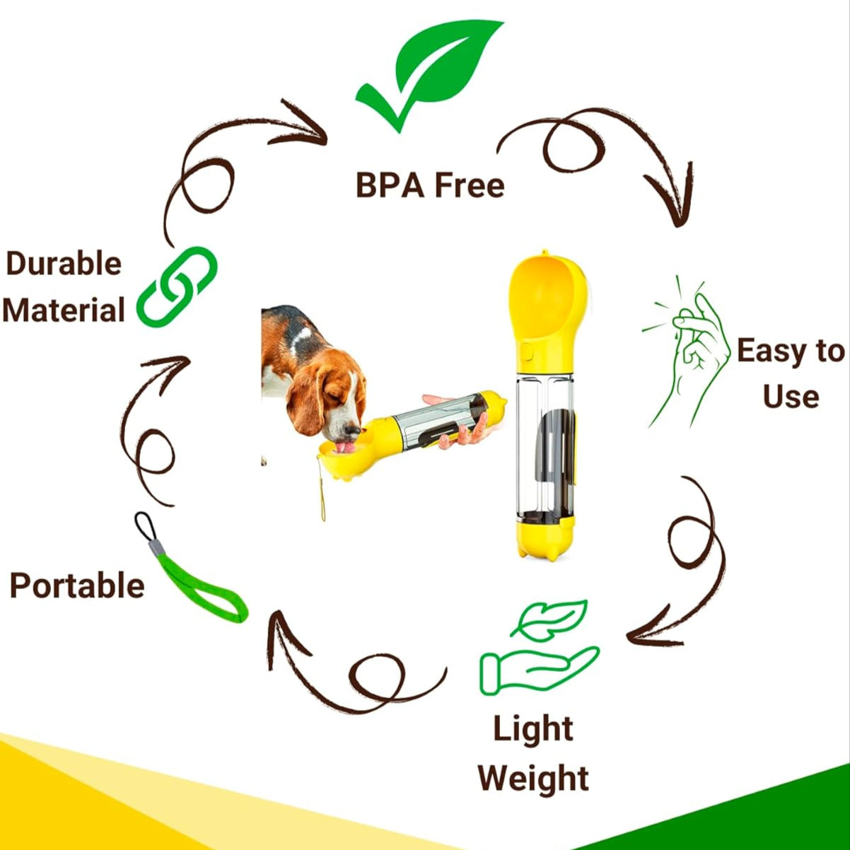 4-in-1 Dog Water Bottle Portable