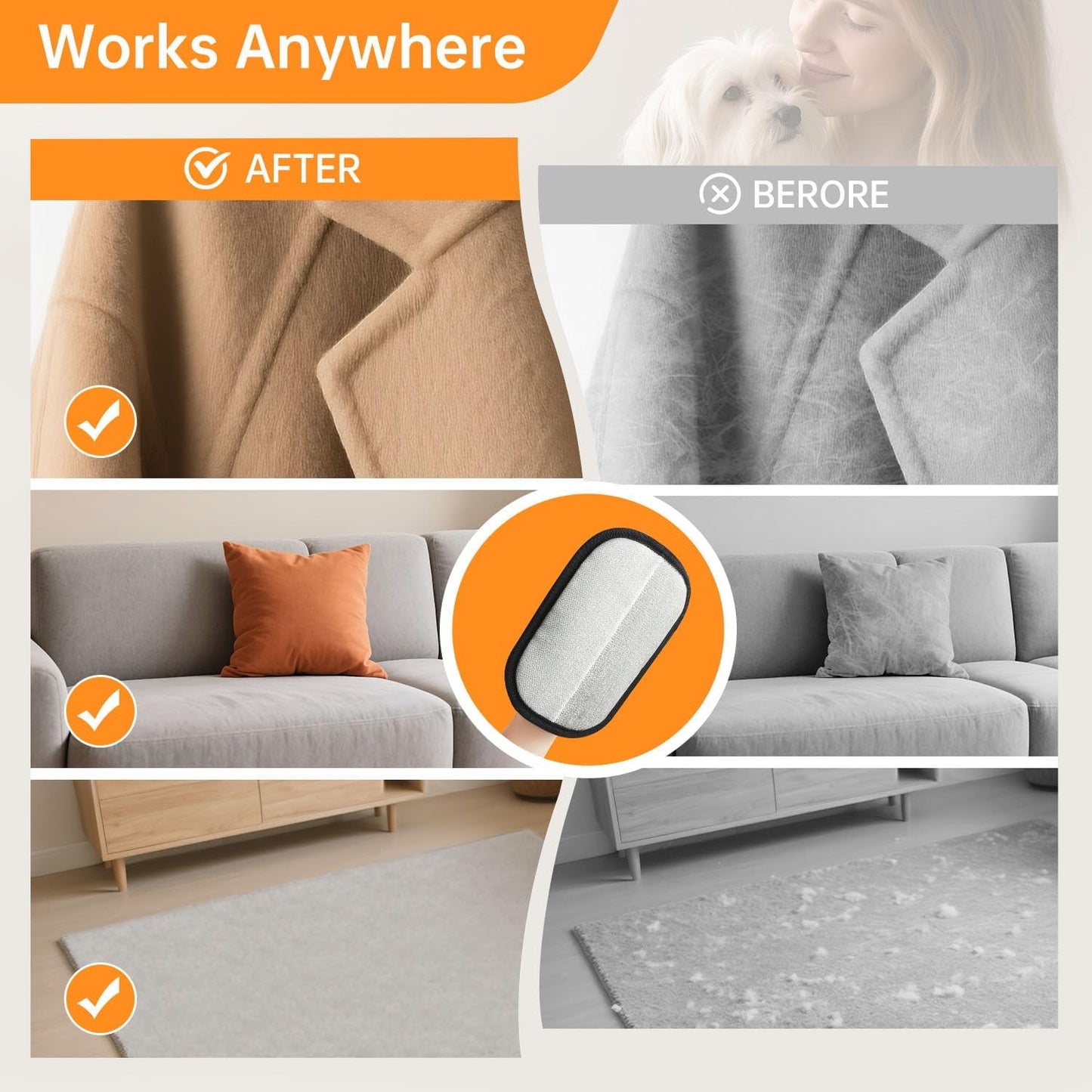 Pet Hair Removal Gloves Brush