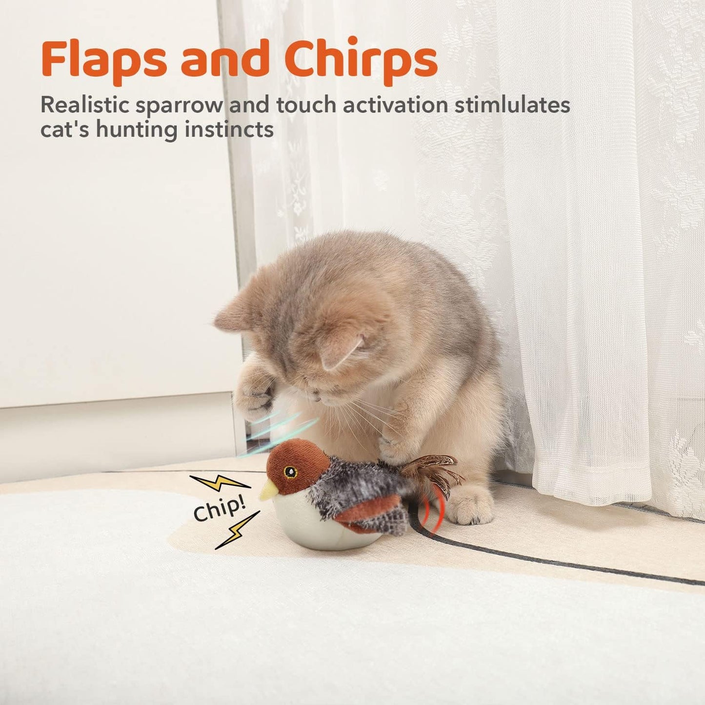 LittlePaw Flapping Bird Cat Toys Rechargeable