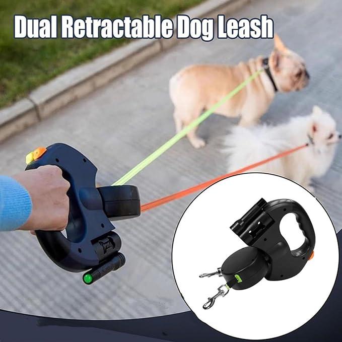 Tangle-Free Dual Dog Leash with 360° Swivel Head – For 2 Small to Medium Dogs (30 lbs), 10ft Retractable Leash, Lightweight Anti-Wear Handle, Dogaccessories,Puppy essentials