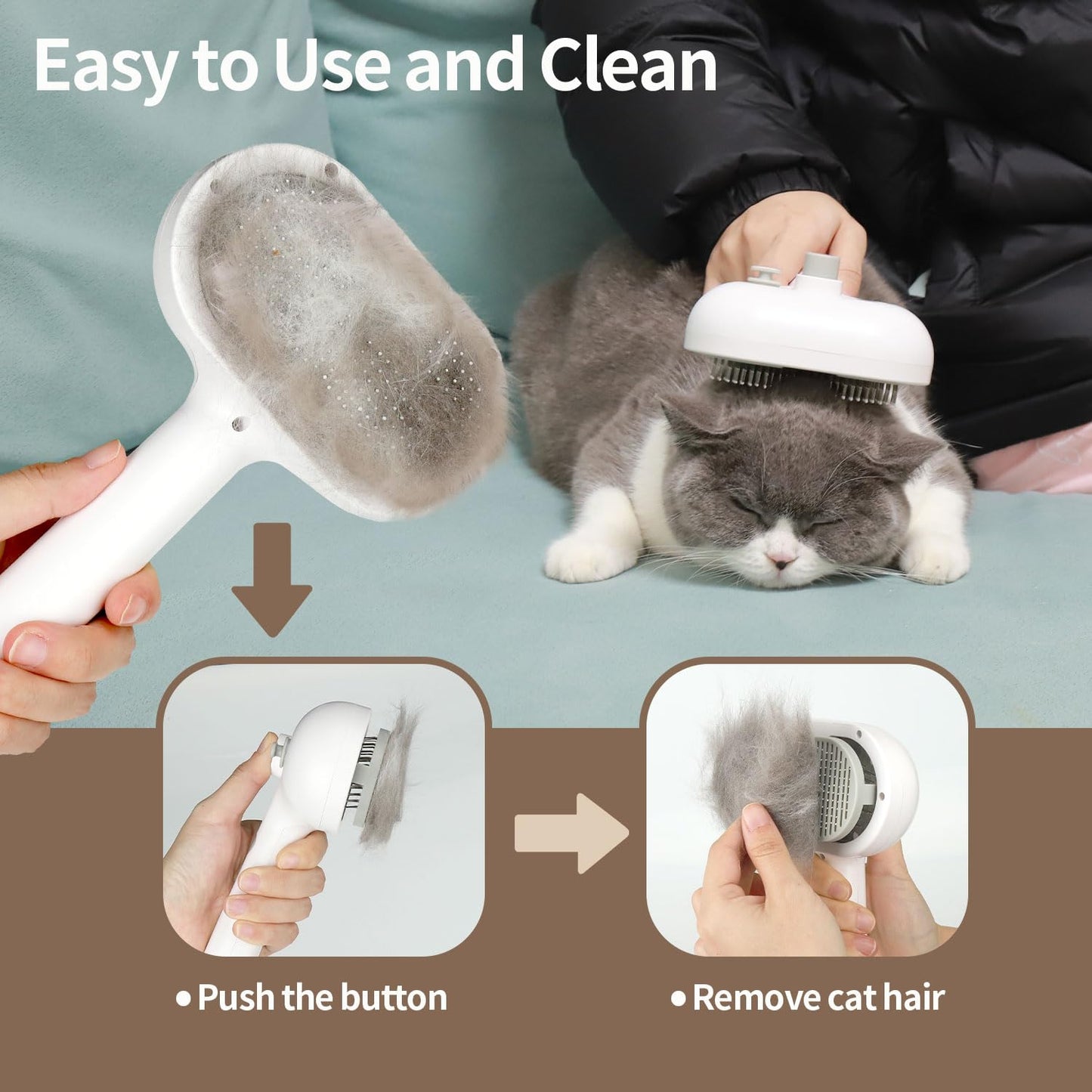 Pet Grooming Brush with Electronic Mist Spray
