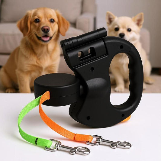 Tangle-Free Dual Dog Leash with 360° Swivel Head – For 2 Small to Medium Dogs (30 lbs), 10ft Retractable Leash, Lightweight Anti-Wear Handle, Dogaccessories,Puppy essentials
