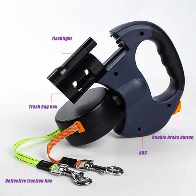 Tangle-Free Dual Dog Leash with 360° Swivel Head – For 2 Small to Medium Dogs (30 lbs), 10ft Retractable Leash, Lightweight Anti-Wear Handle, Dogaccessories,Puppy essentials